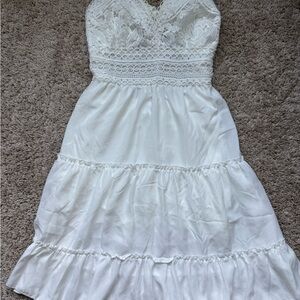 Chic White Lace Midi Dress